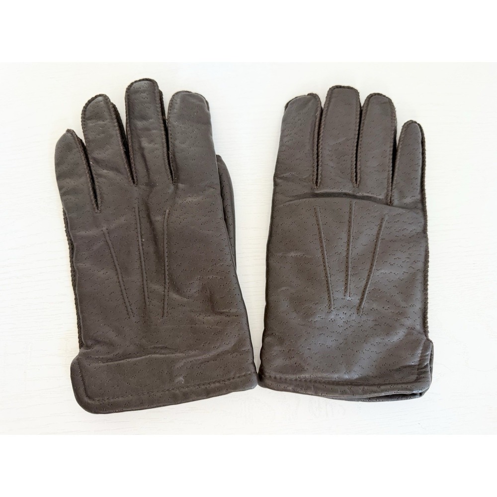 Vintage Fownes Lined Men's Leather Shell  Brown Gloves Insulation Size Medium